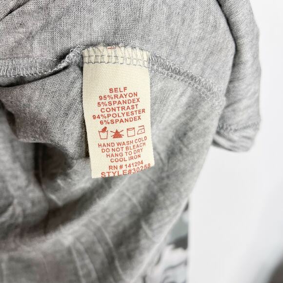 New Hem & Thread Large L Gray Heather Camo Print Long Raglan Sleeve Tee Tshirt - Picture 8 of 10